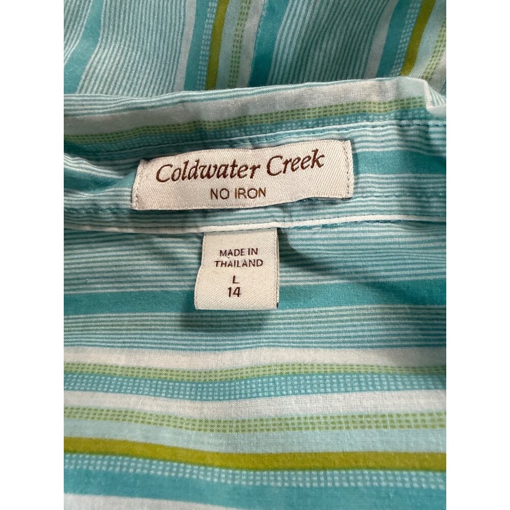 Coldwater Creek Womens No Iron Striped Button-Down Shirt Size L/14 100% Cotton - Picture 4 of 7